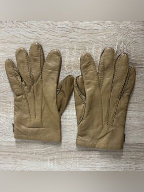The Bridge Women Size 8.5 Beige Leather Wool Lined Gloves